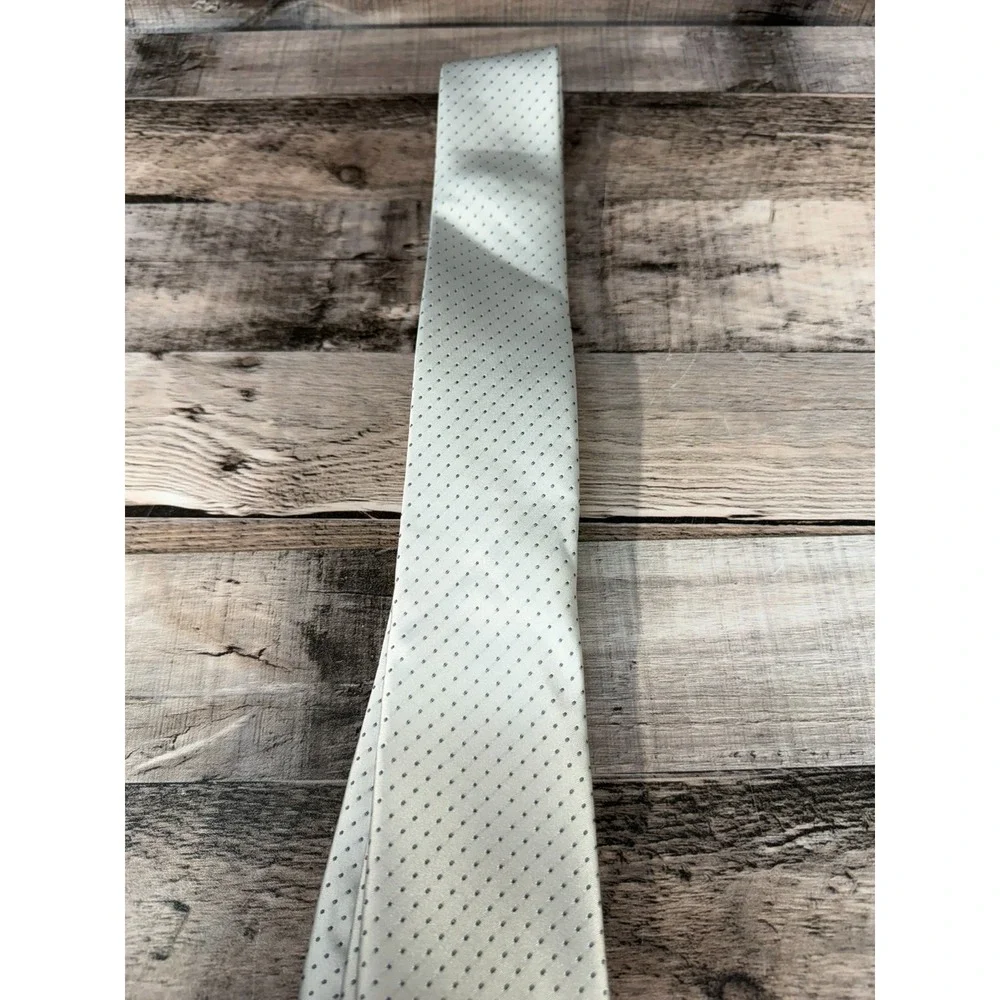 Alfani‎ White Men Tie Black Dots 100% Polyester
